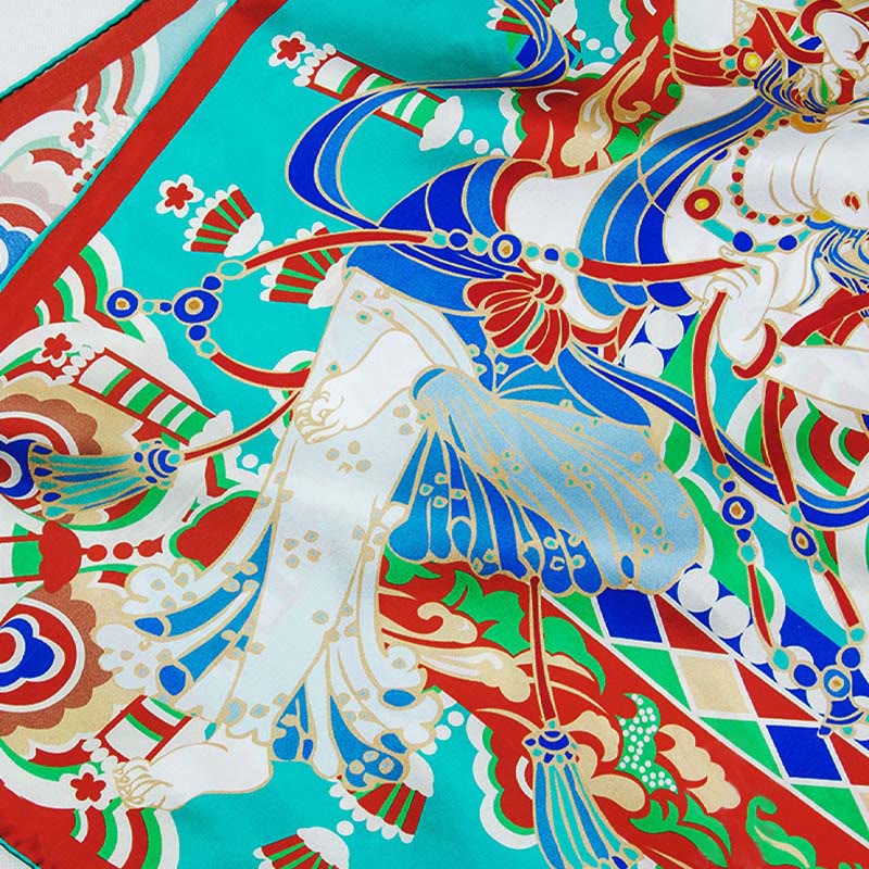 Grade 6A Mulberry Silk Dunhuang Musician Playing Scarf