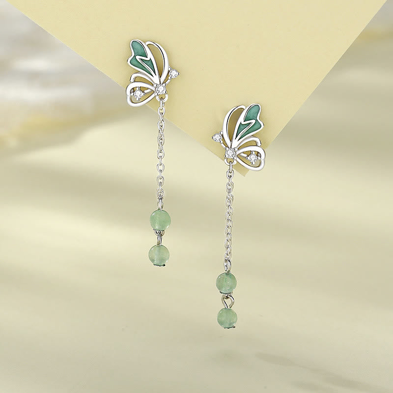 Green Aventurine Butterfly Necklace & Earrings Set