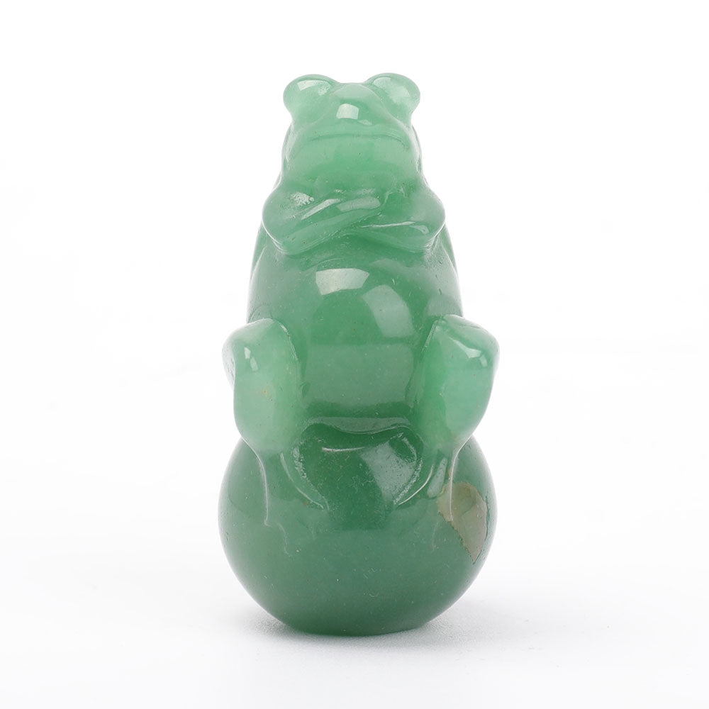 Green Aventurine Crystal Frog Carving 2.26in Spiritual Figurine