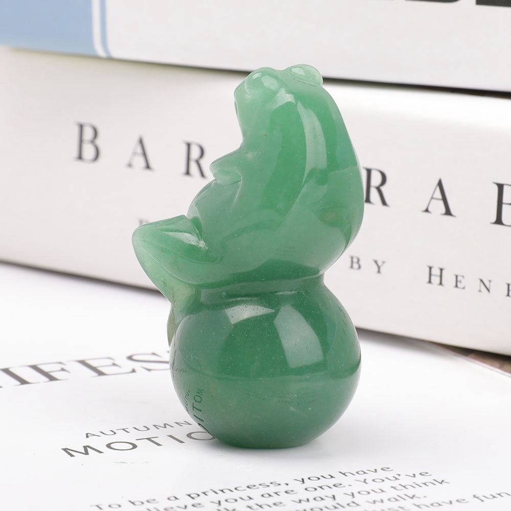 Green Aventurine Crystal Frog Carving 2.26in Spiritual Figurine