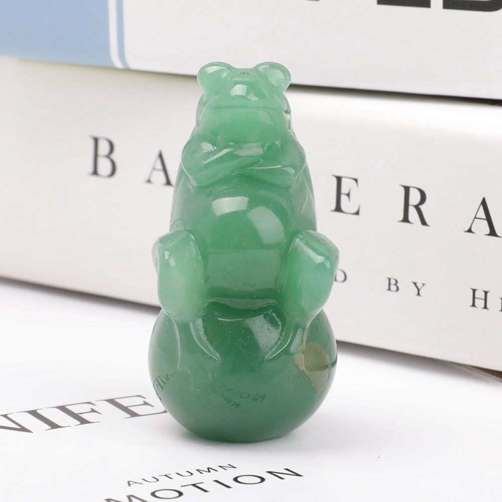 Green Aventurine Crystal Frog Carving 2.26in Spiritual Figurine