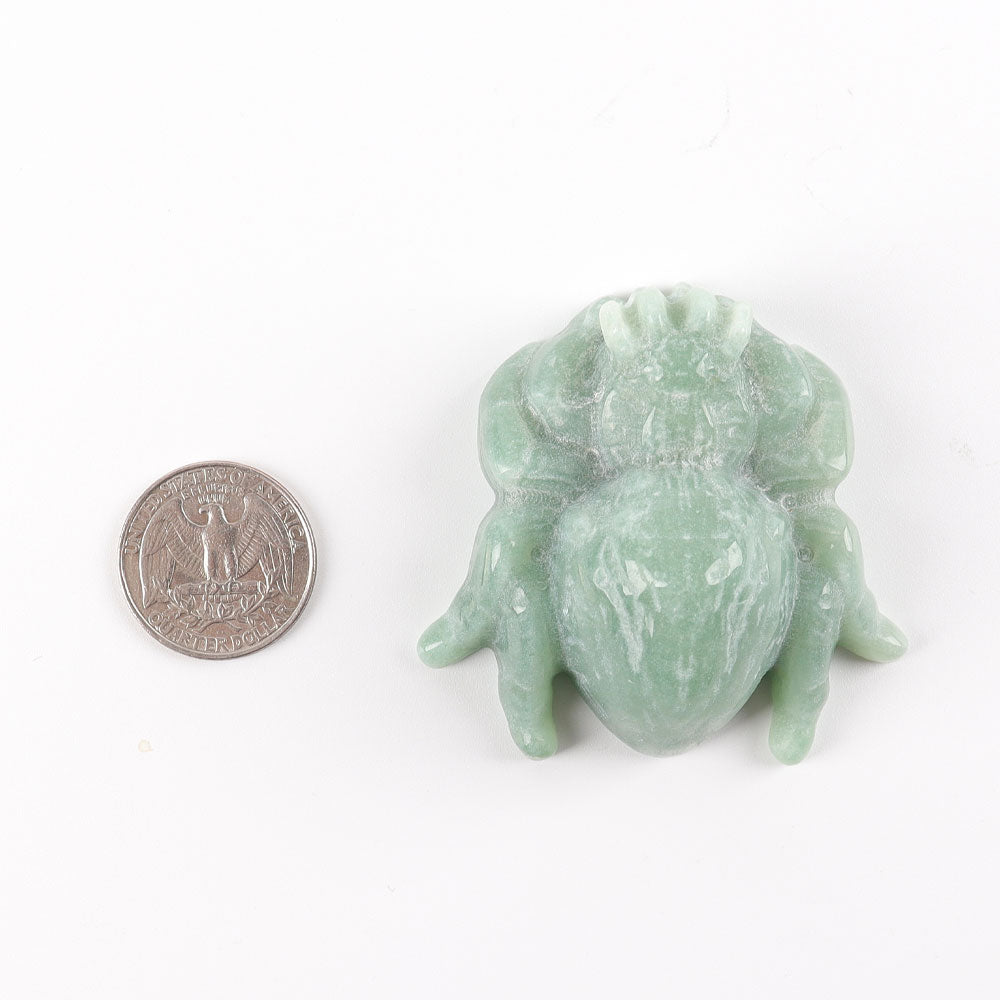 Green Aventurine Crystal Spider Carving 2.33 Inch