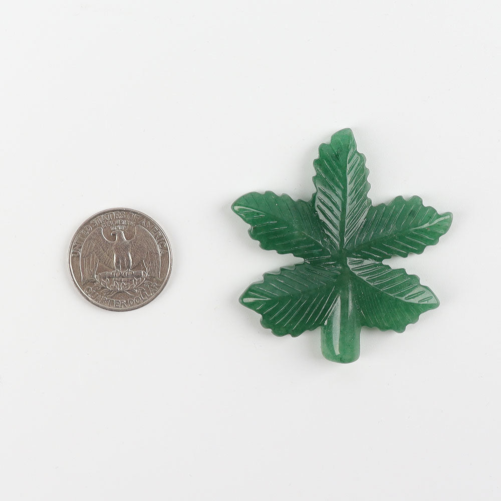 Green Aventurine Leaf Crystal Figurine 2-Inch Carving