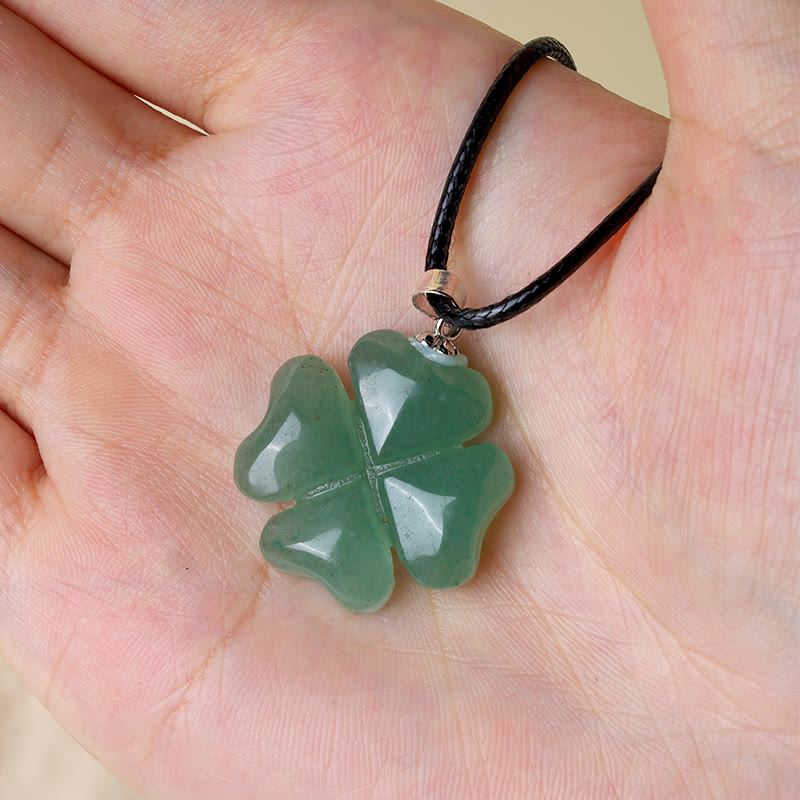 Green Aventurine Luck Necklace | Sterling Silver Clover Charm