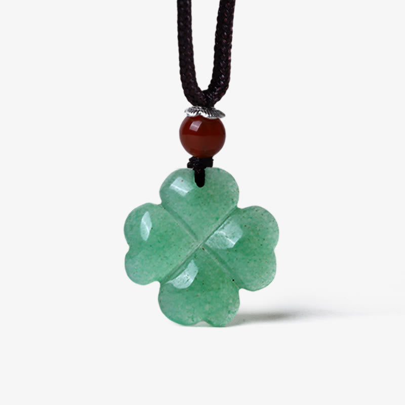 Green Aventurine Luck Necklace | Sterling Silver Clover Charm