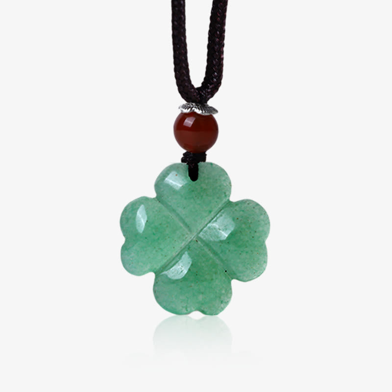 Green Aventurine Luck Necklace | Sterling Silver Clover Charm