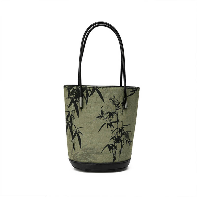Green Bamboo Print Vintage Crossbody Bag - Spiritual Accessory