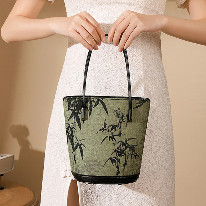 Green Bamboo Print Vintage Crossbody Bag - Spiritual Accessory