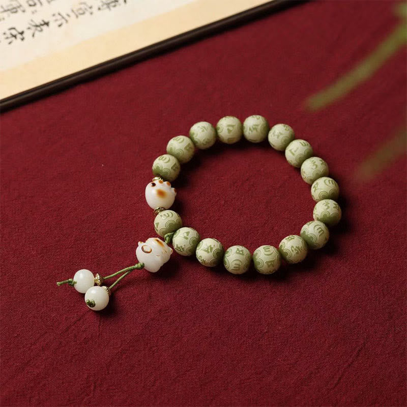 Green Bodhi Seed Om Mani Padme Hum Wisdom Bracelet
