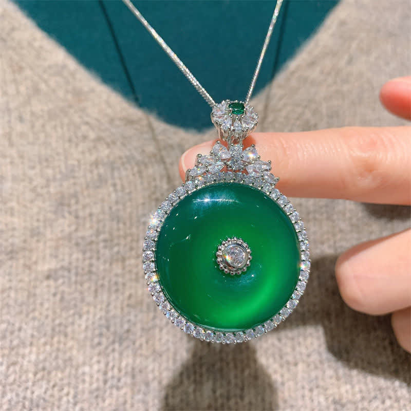Green Chalcedony Peace Buckle Strength Necklace Pendant