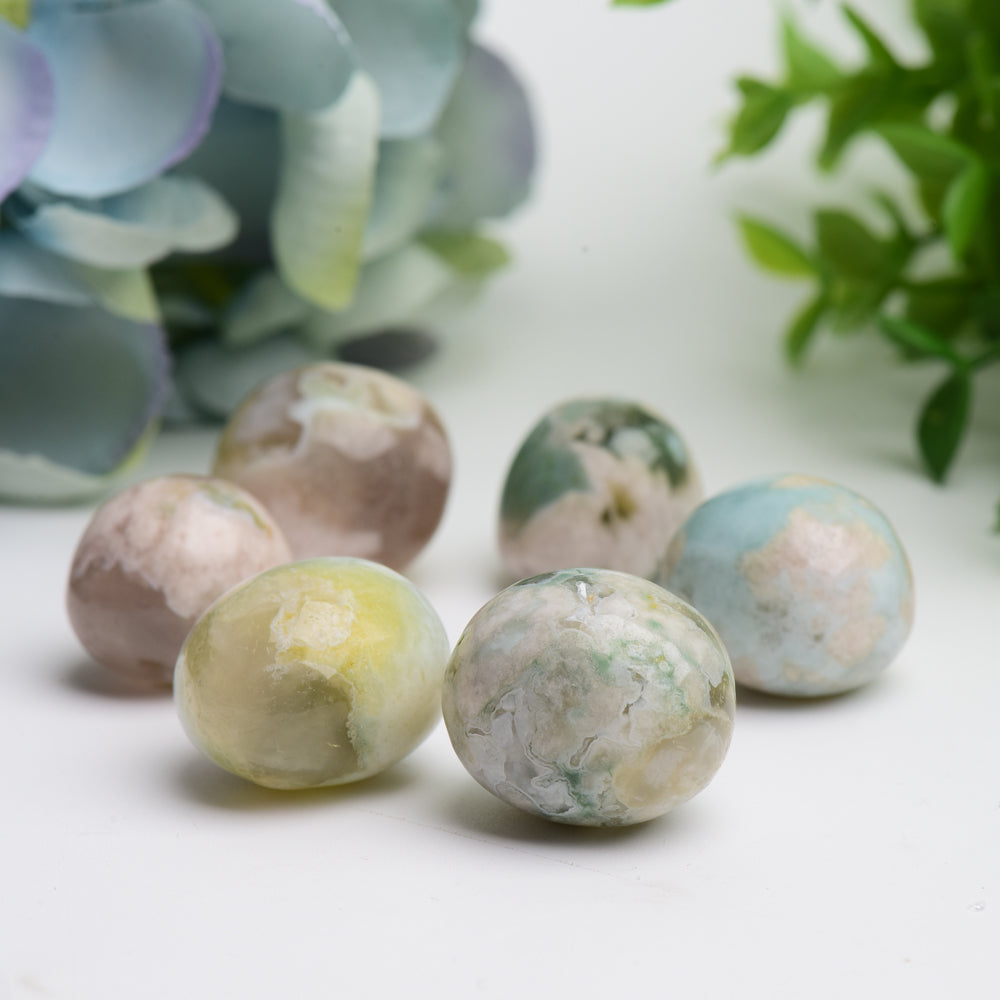 Green Flower Agate Tumbled Stones 0.1-1kg Polished Crystals