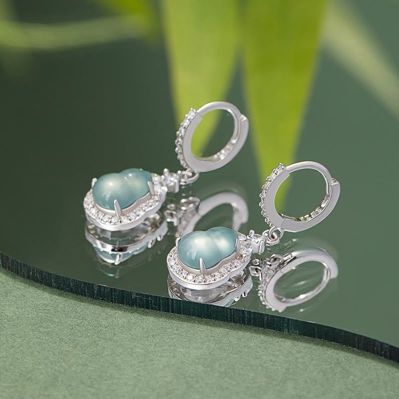Green Jade Gourd Drop Earrings for Abundance & Prosperity