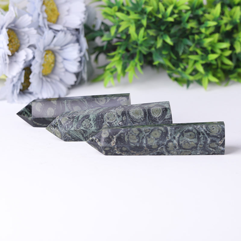 Green Kambaba Jasper Crystal Point 2.4-4.5 inch Healing Tower