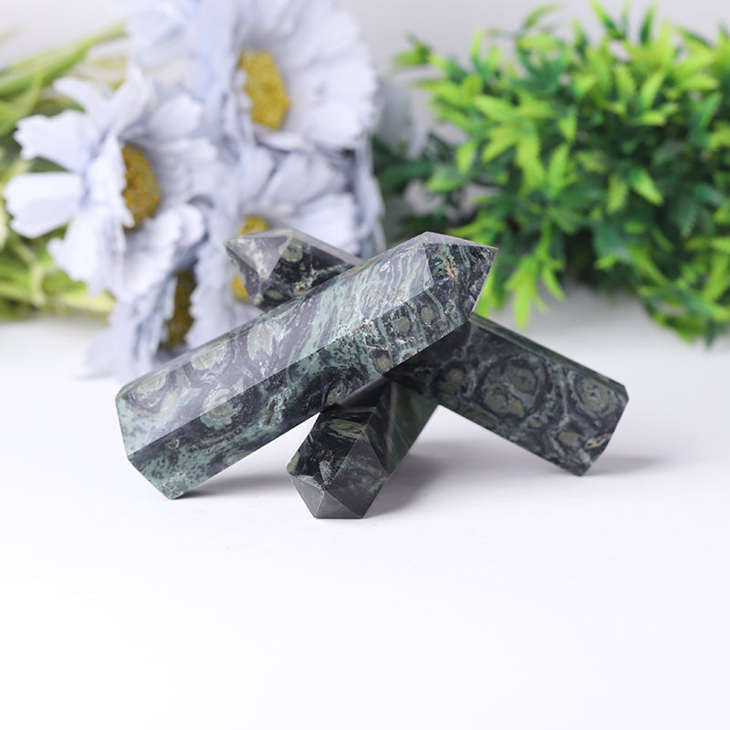 Green Kambaba Jasper Crystal Point 2.4-4.5 inch Healing Tower