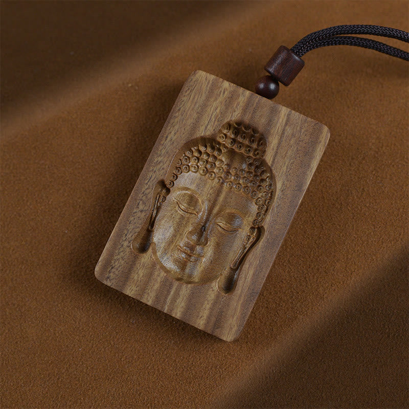 Green Sandalwood Buddha Necklace Pendant for Positive Energy