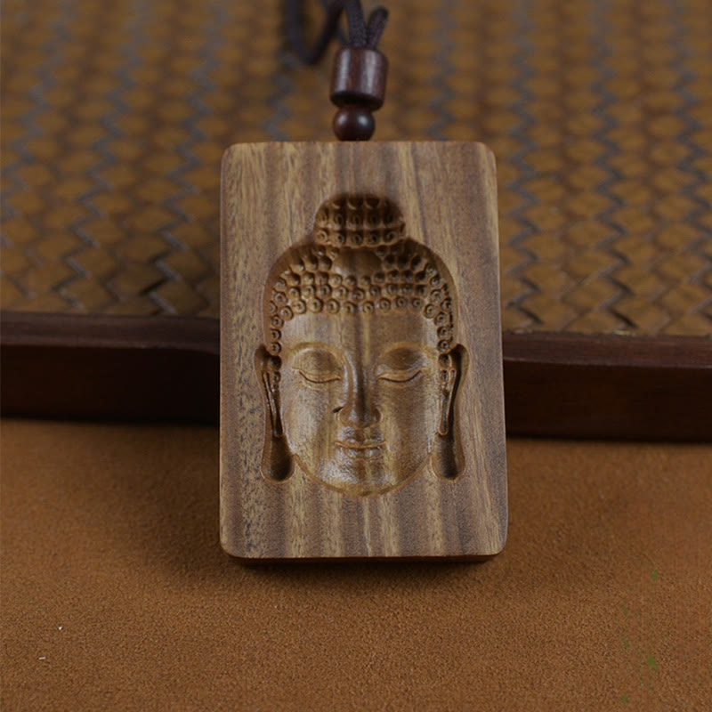 Green Sandalwood Buddha Necklace Pendant for Positive Energy