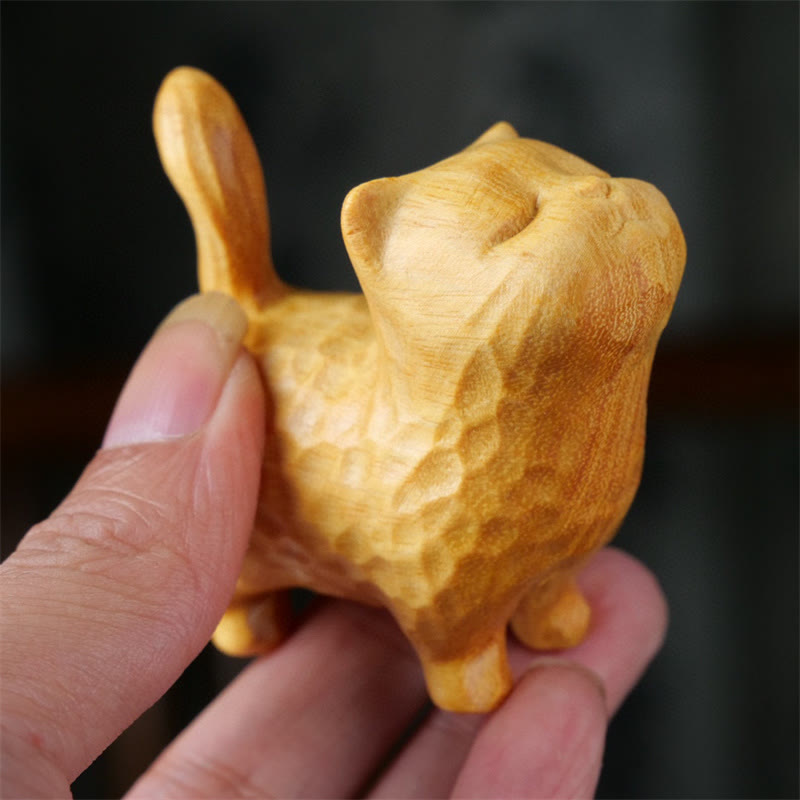 Green Sandalwood Cat 9.5cm Zen Decor for Protection & Calm