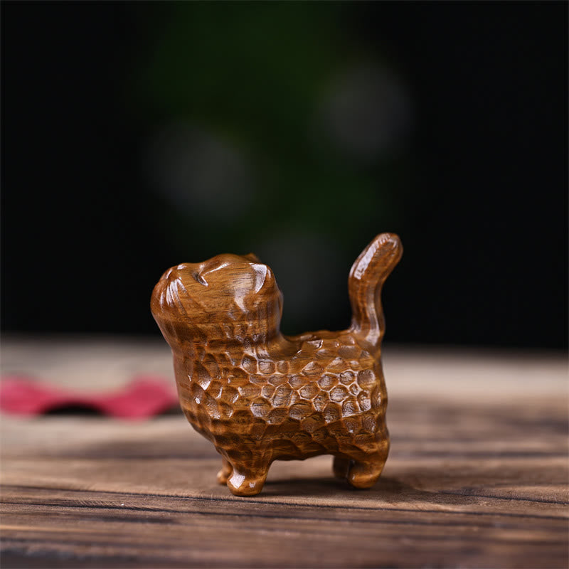 Green Sandalwood Cat 9.5cm Zen Decor for Protection & Calm