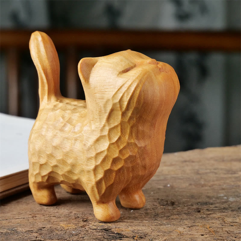 Green Sandalwood Cat 9.5cm Zen Decor for Protection & Calm