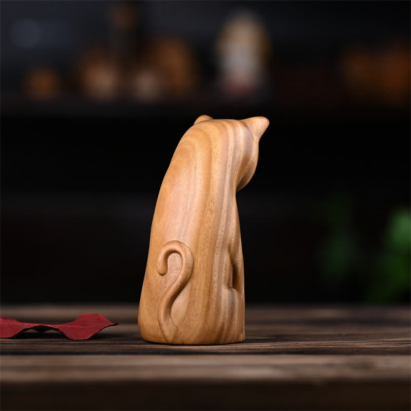 Green Sandalwood Cat and Mouse Figurines | Spiritual Animal Decor