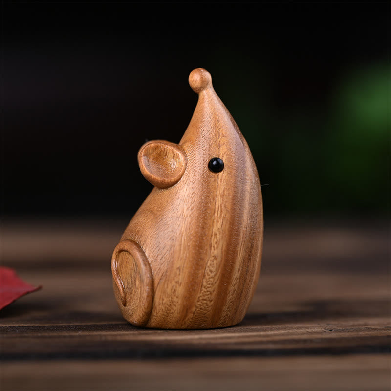 Green Sandalwood Cat and Mouse Figurines | Spiritual Animal Decor