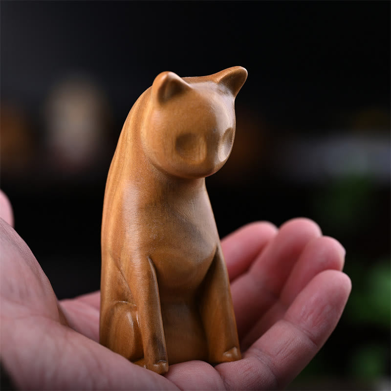Green Sandalwood Cat and Mouse Figurines | Spiritual Animal Decor