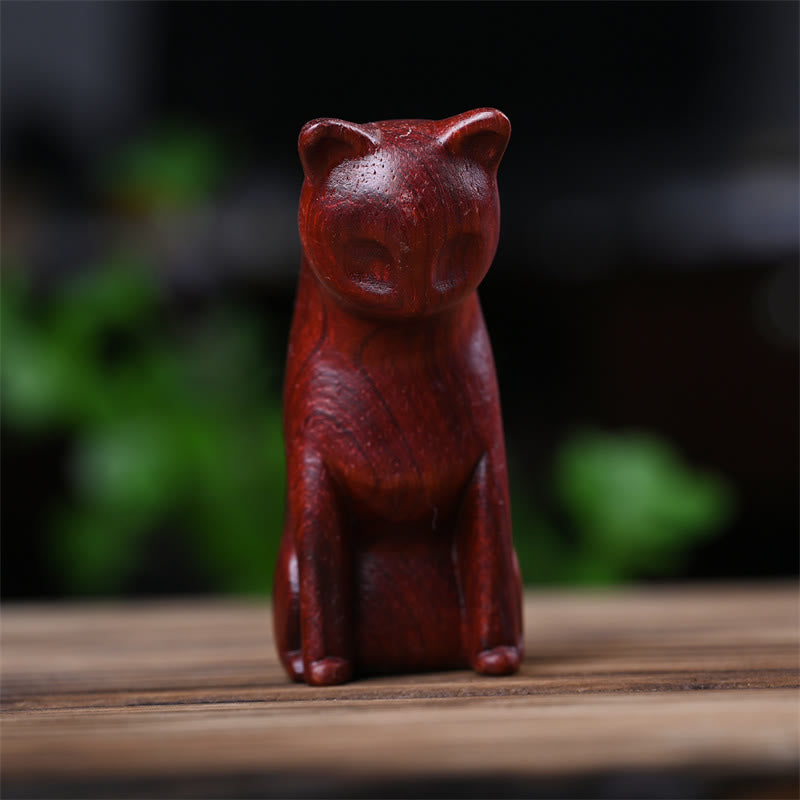 Green Sandalwood Cat and Mouse Figurines | Spiritual Animal Decor