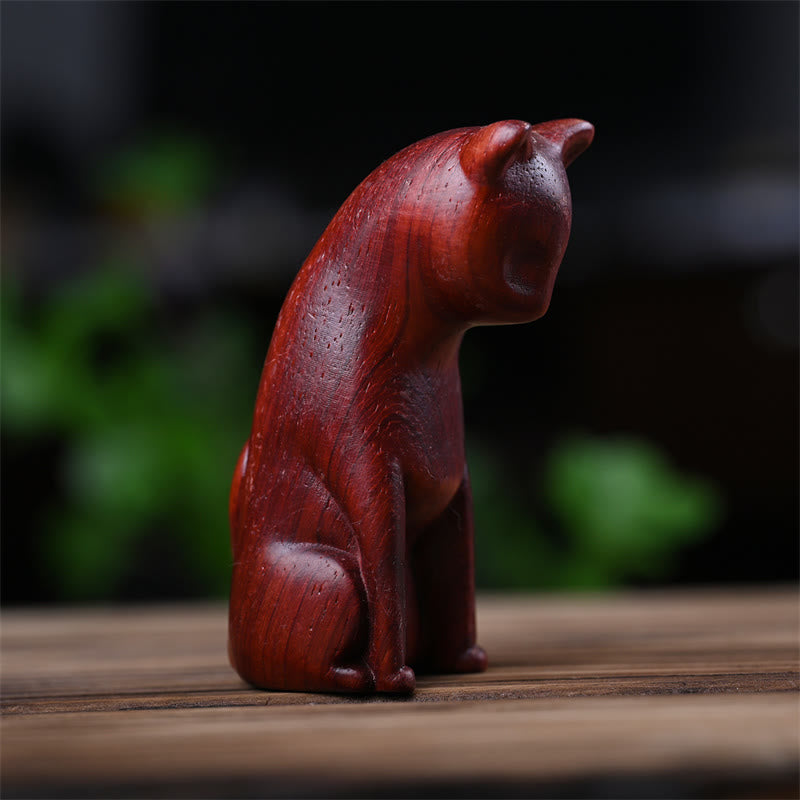 Green Sandalwood Cat and Mouse Figurines | Spiritual Animal Decor