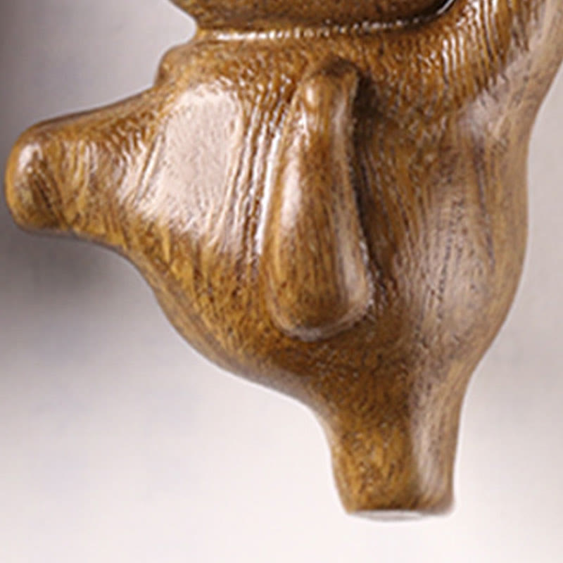 Green Sandalwood Dancing Cat Figurine 3.7cm Positive Energy