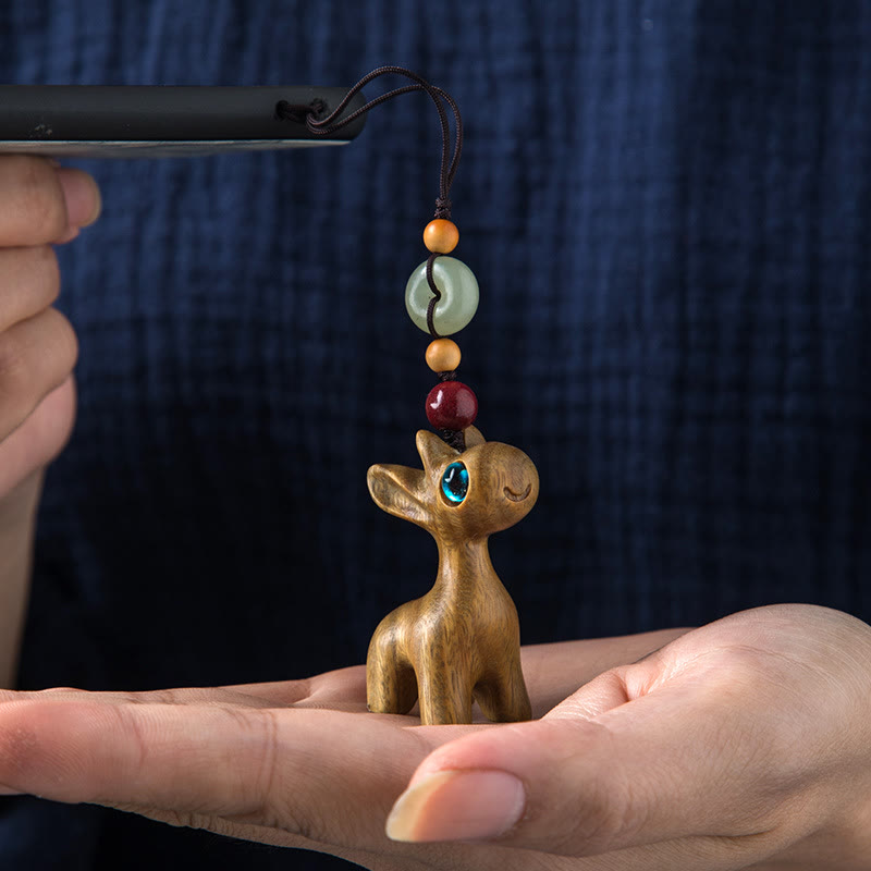 Green Sandalwood Ebony Wood Peace Buckle Key Chain