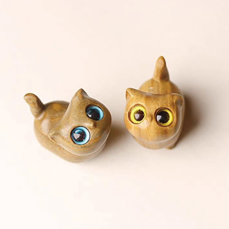 Green Sandalwood Lucky Cat Figurine for Positive Energy