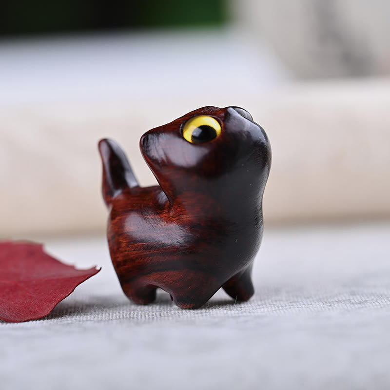 Green Sandalwood Lucky Cat Figurine for Positive Energy