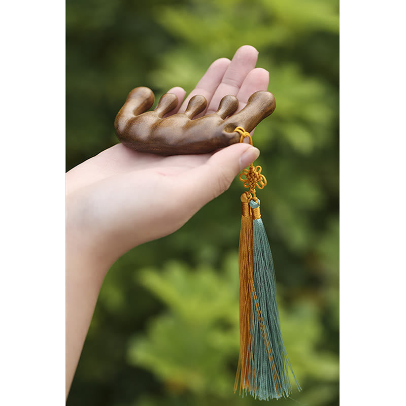 Green Sandalwood Tassel Massage Comb for Soothing Relaxation