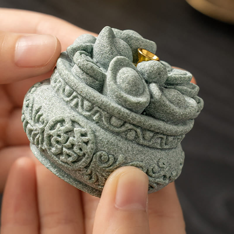 Green Sandstone Fu Incense Burner | Prosperity Desk Decor