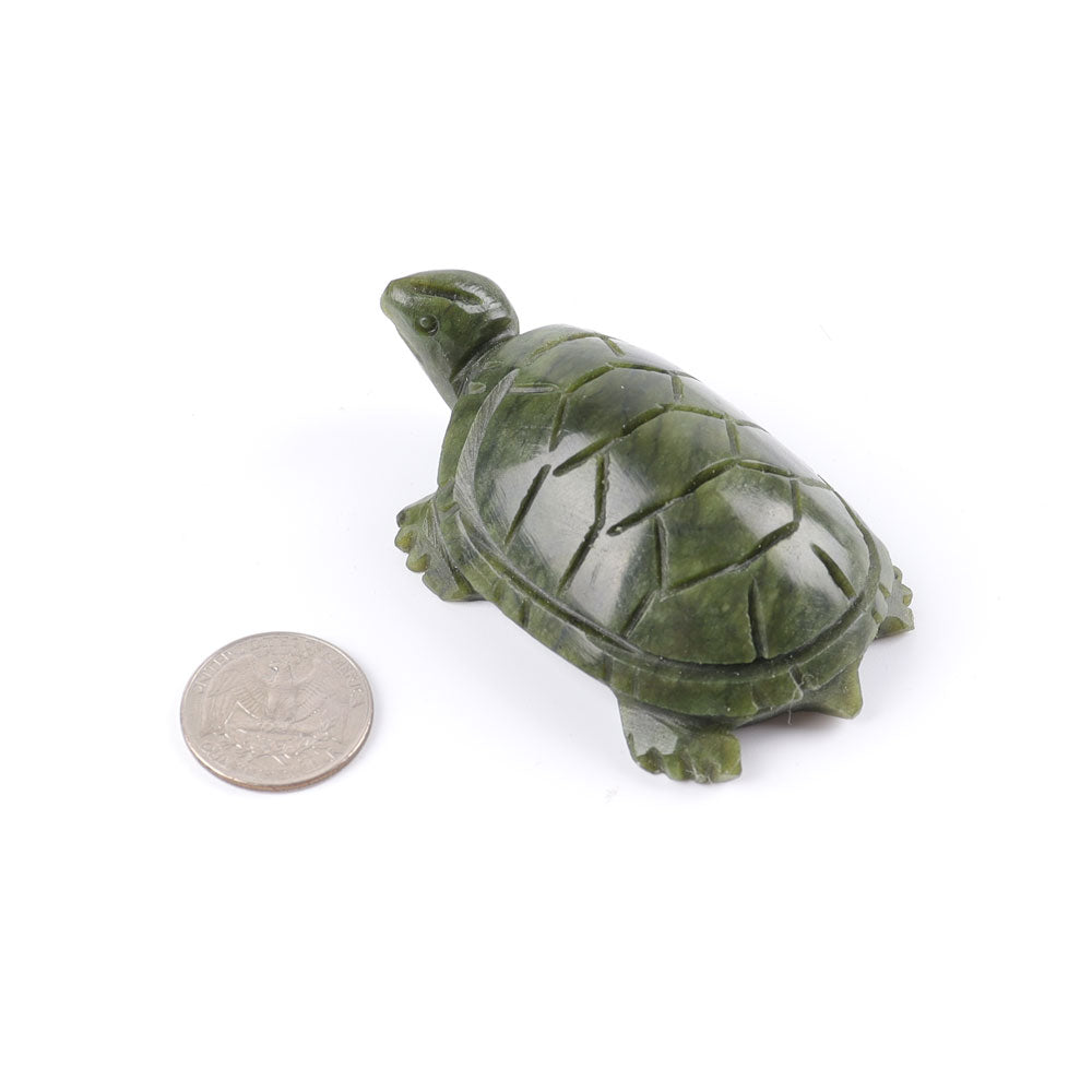 Green Serpentine Turtle Carving 1.9in Crystal Figurine