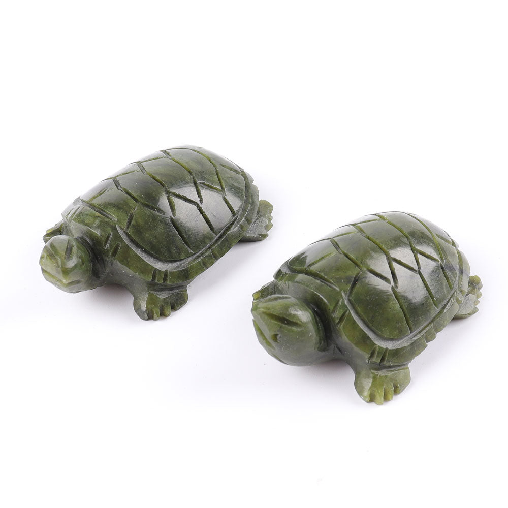 Green Serpentine Turtle Carving 1.9in Crystal Figurine