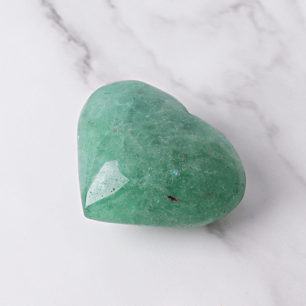 Green Strawberry Quartz Heart Crystal Carvings 1.8-2.5 inches