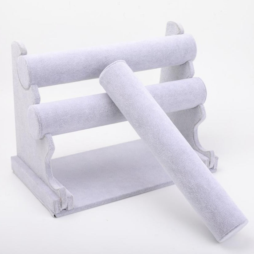 Grey Velvet Jewelry Bracelets Necklace Rack Display