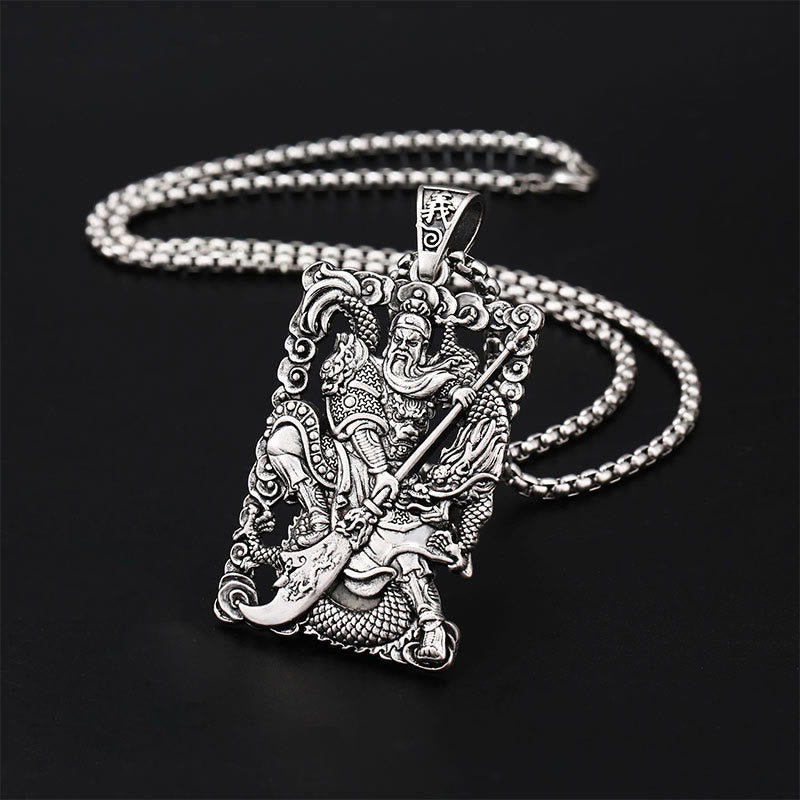 Guan Gong Dragon Auspicious Clouds Necklace Pendant