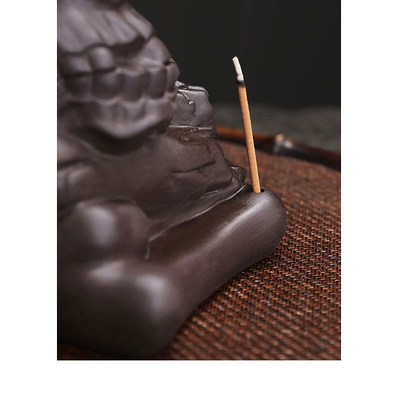 Halloween Skull Head Purple Clay Incense Burner 11.3cm