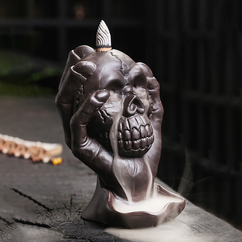 Halloween Skull Purple Clay Spiritual Incense Burner