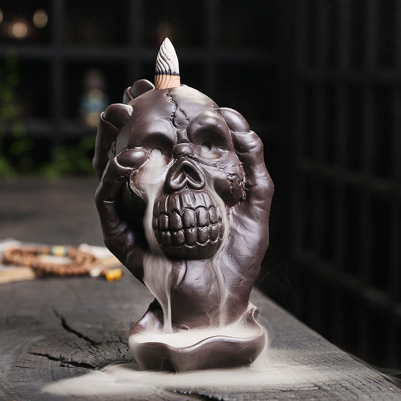 Halloween Skull Purple Clay Spiritual Incense Burner