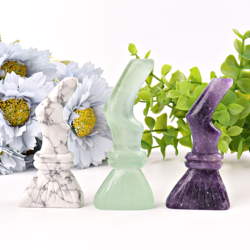 Hand-Carved 3-Inch Wizard's Broom Crystal Figurine