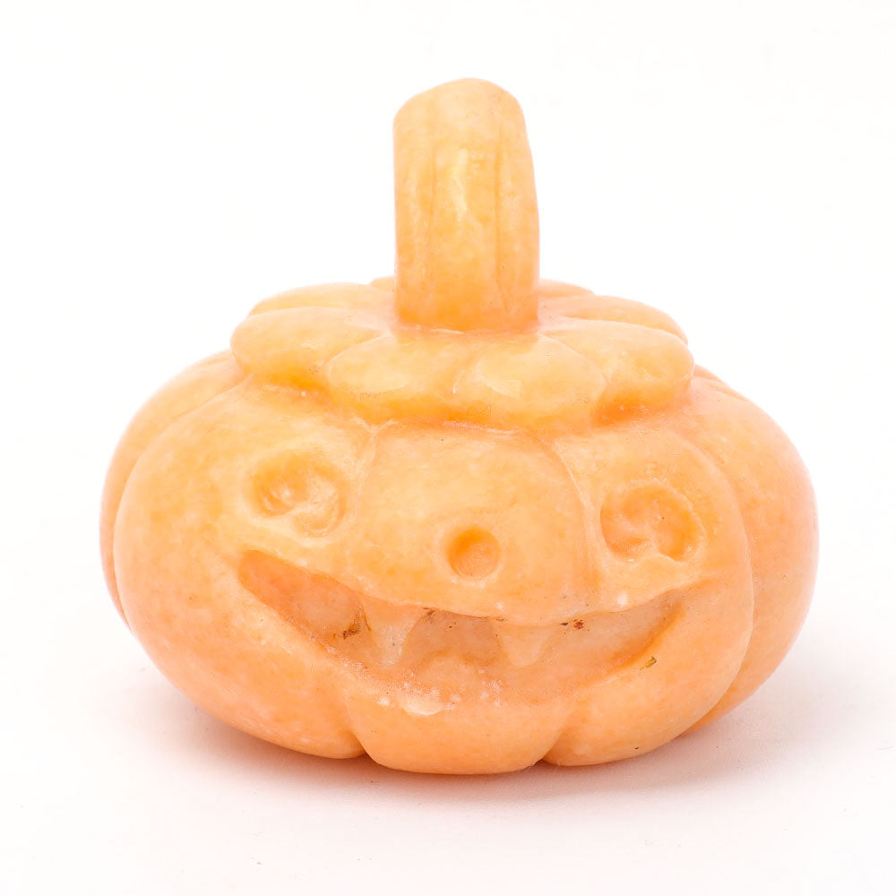 Hand Carved Crystal Pumpkin Figurine 2.2-2.5in for Halloween