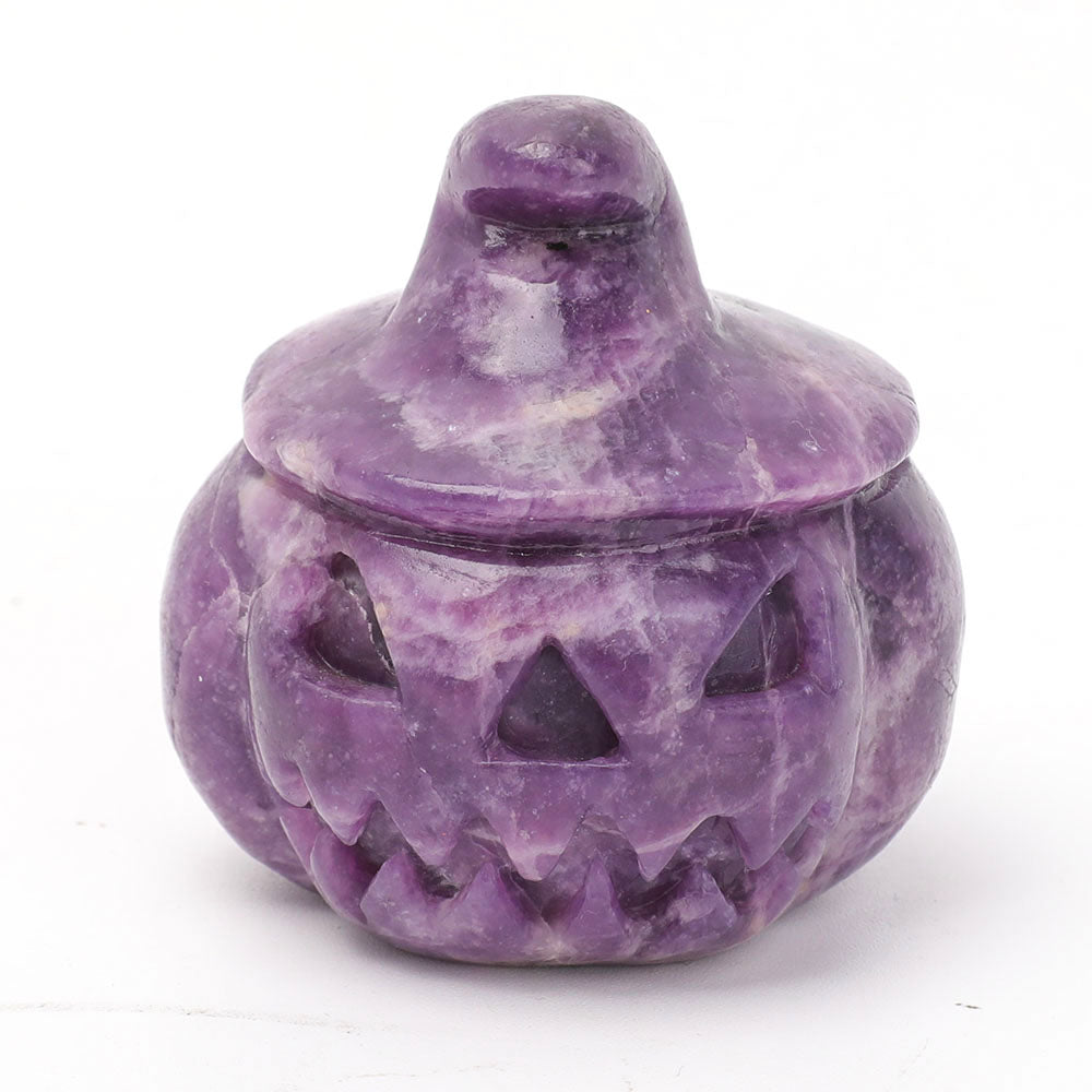 Hand Carved Crystal Pumpkin Figurine 2.2-2.5in for Halloween