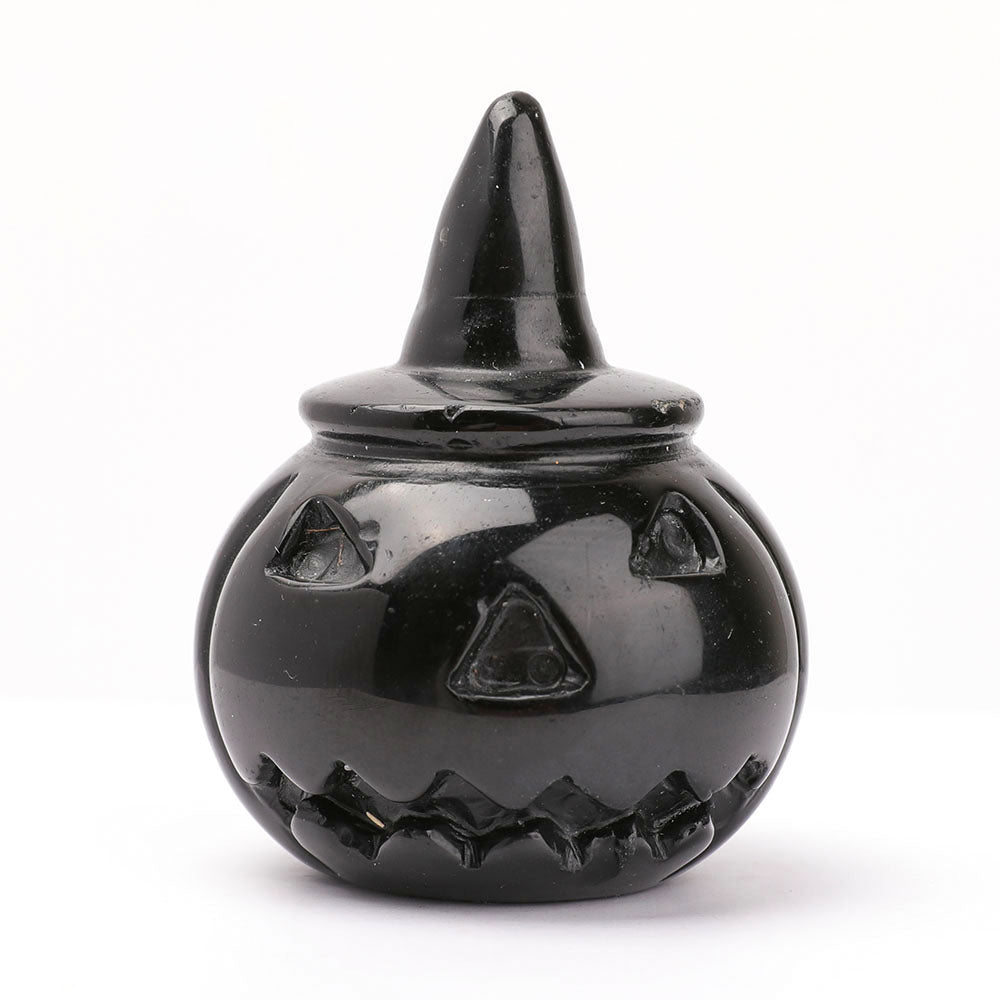 Hand Carved Gemstone Pumpkin Figurine 2" for Halloween Decor