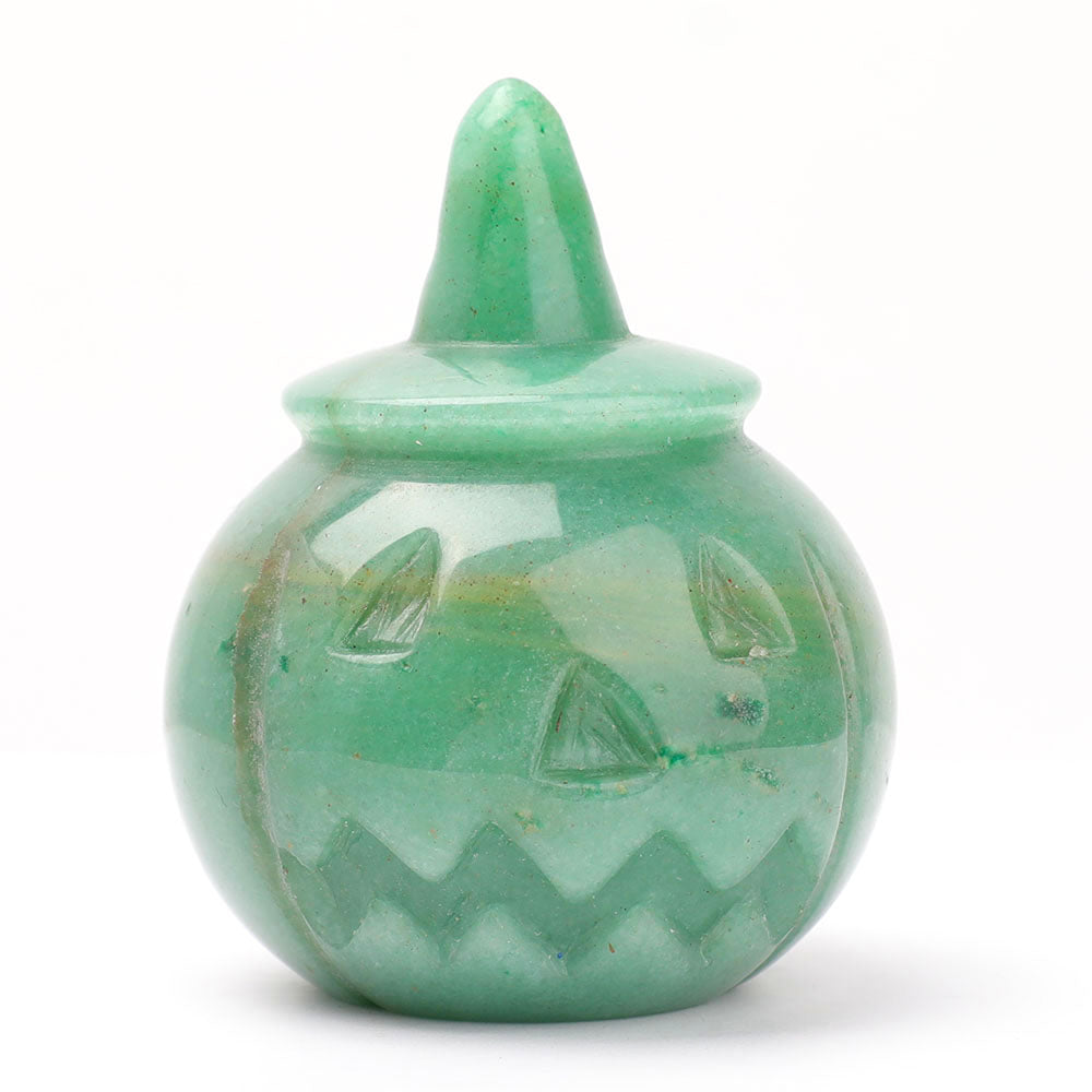 Hand Carved Gemstone Pumpkin Figurine 2" for Halloween Decor