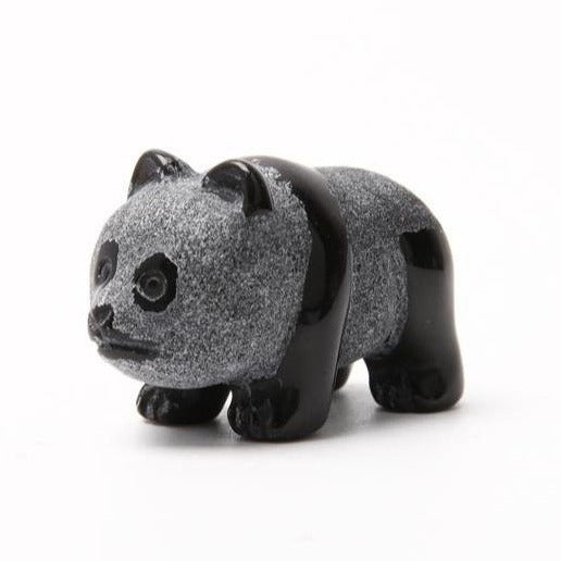 Hand Carved Obsidian Panda Figurine 2.23 Inch