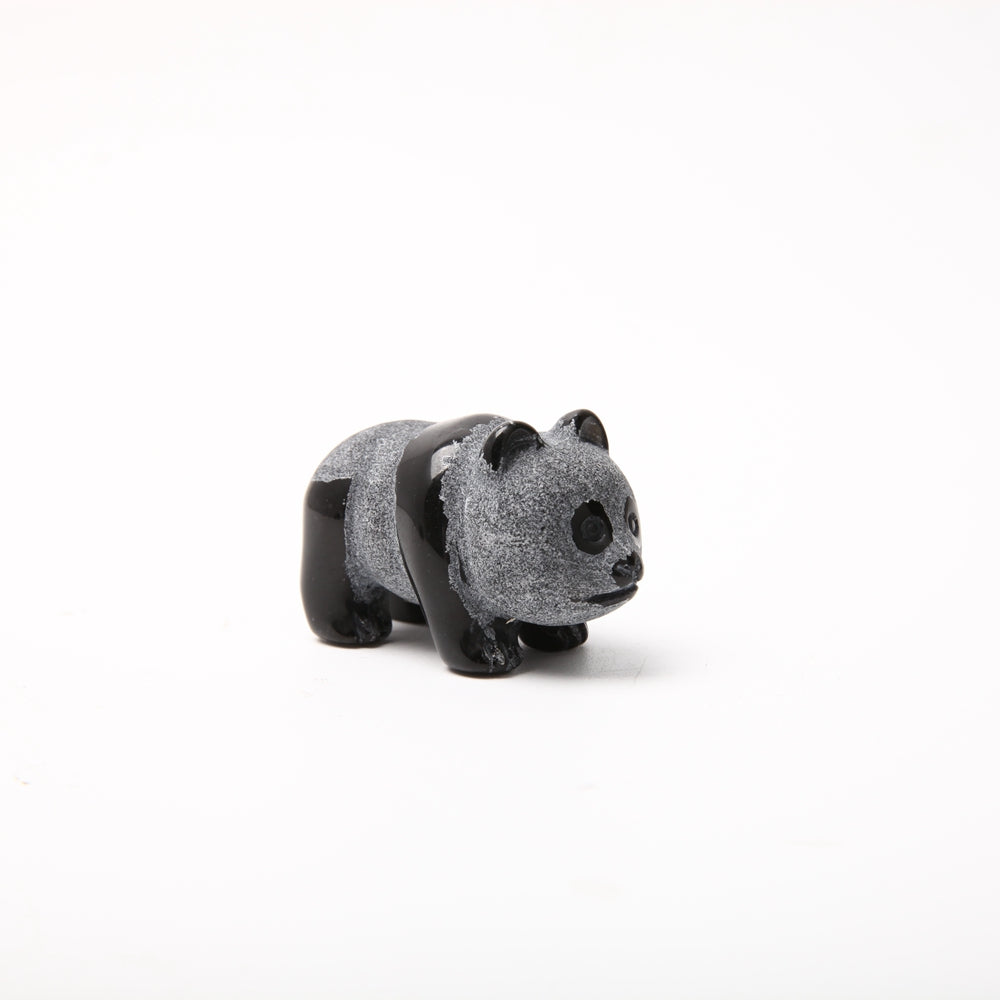 Hand Carved Obsidian Panda Figurine 2.23 Inch