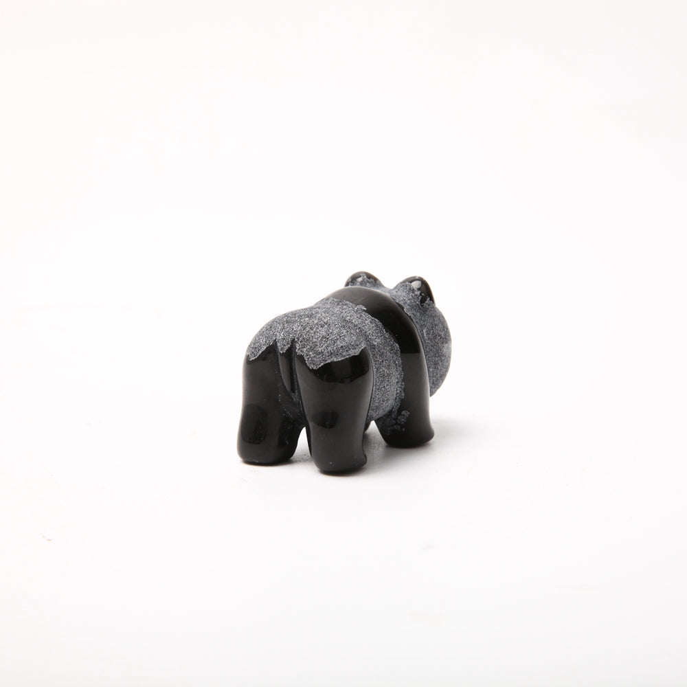 Hand Carved Obsidian Panda Figurine 2.23 Inch